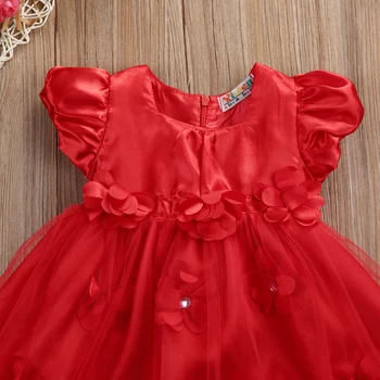 Boiiwant 0-3T 2PCS Set Baby Newborn Kids Girl Dresses Solid kokarda Flower Princess Dress Lace Pageant Party Dress opaska na głowę