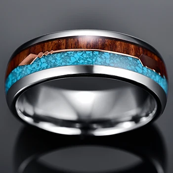BONLAVIE 8 mm szerokość wolframu stali mężczyzna pierścionek fornir + różowe złoto Strzała w pełni polerowane średnica kopuły węglik wolframu pierścień biżuteria