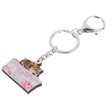 Bonsny akrylowy Walentynki kot perski breloki zwierząt piloty dla kobiet nastoletnia dziewczyna torba samochód portfel biżuteria wisiorki prezent