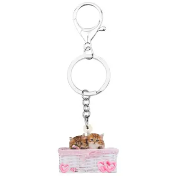 Bonsny akrylowy Walentynki kot perski breloki zwierząt piloty dla kobiet nastoletnia dziewczyna torba samochód portfel biżuteria wisiorki prezent