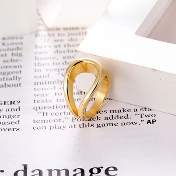 BORASI geometryczne nieregularne pierścienie dla kobiet dziewczyny prezent ze stali nierdzewnej w kolorze złota pierścień ślubny marki moda biżuteria hurtowych