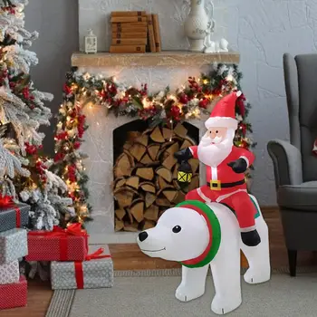 Boże narodzenie dmuchany konnej Biały miś Mikołaj wbudowana dmuchawa powietrza i Super jasne diody led prezenty świąteczne ozdoby
