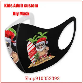 Boże narodzenie w lipcu Santa Hawaii surfing koszulka letni surfing Słodka maska do twarzy moda mascarillas con filtro estampadas