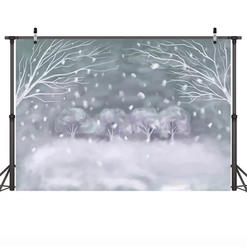 Boże Narodzenie Śniegu W Tle Zdjęcie Ręcznie Malowane Zimową Dla Dzieci Portret Tło Olej Malarstwo Photocall