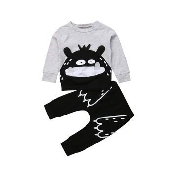 Brand New 2PCS Clothing Set Kids Baby Girl Boy Tops T shirt + Long paw Pants Clothes Clothes Set 0-3 Lat