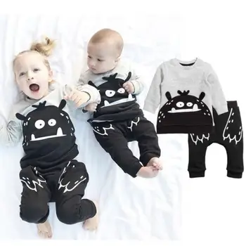 Brand New 2PCS Clothing Set Kids Baby Girl Boy Tops T shirt + Long paw Pants Clothes Clothes Set 0-3 Lat