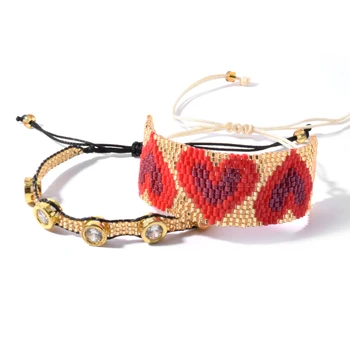 Bransoletki Mujer Moda 2020 Miyuki bransoletki dla kobiet czerwone serce para bransoletka Femme Kryształ biżuteria Boho chic handmade