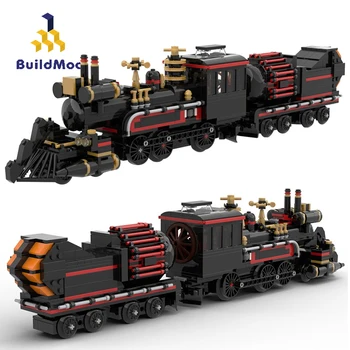 BuildMoc Back to the Future Train Station Creator Expert Time Machine Building Blocks Bricks Movie Train Head Toys For Children