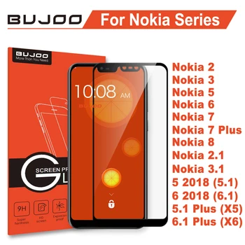BUJOO Real 2.5 D Screen Protector szkło hartowane do telefonu Nokia 2 3 5 6 7 Plus 8 Nokia 5 6 2018 Nokia 2.1 3.1 5.1 6.1 Plus X5 X6