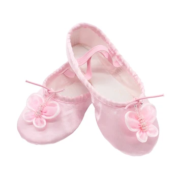 Buty satynowe buty taneczne dla dziewczyn baletowe kapcie dla dzieci, buty dla dziewczyn satyna górna замшевая podeszwa buty motyl