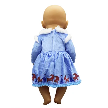 Błękitne ciepłe sukienka lalka odzież nadaje się 17 cali 43 cm lalka ubrania urodziło się dziecko garnitur dla dziecka Urodziny festiwal prezent