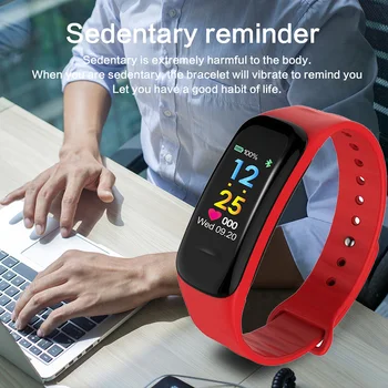 C1 Plus Color Screen Smart Bracelet dla IPhone Samsung Heart Rate Monitoring Step Counter Anti-watercolor Screen Sports Bracelet