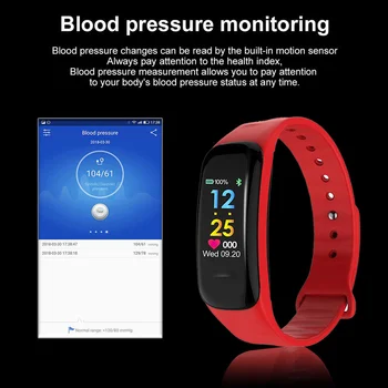 C1 Plus Color Screen Smart Bracelet dla IPhone Samsung Heart Rate Monitoring Step Counter Anti-watercolor Screen Sports Bracelet