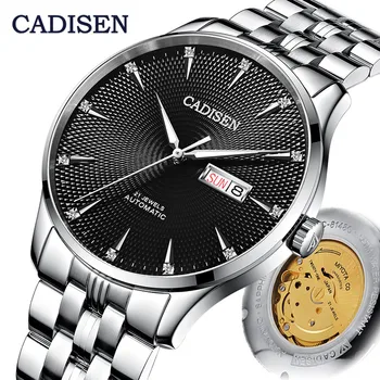 CADISEN automatyczne mechaniczne zegarki męskie top luksusowej marki MIYOTA 8205 świecące biznes zegarek męskie zegarki Relogio Masculino