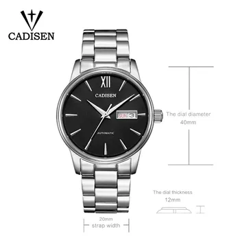 Cadisen męskie zegarki mechaniczne stainelss stali biznesowe męskie zegarek wodoodporny automatyczne modne zegarki dla mężczyzn new NH36A