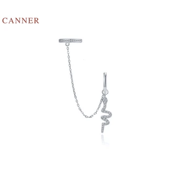 CANNER Real 925 srebro kolczyki dla kobiet kamień utorować serpentyn naszyjnik, kolczyki obręcze Cyrkon koreański biżuteria Pendientes