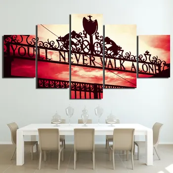 Canvas art sports poster Framework 5 sztuk you will never walk alone hd canvas wall poster pictures HA151C
