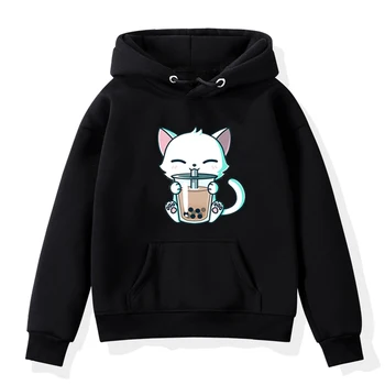 Cat Kawaii Animal Toddler Dziewczynka Z Kapturem Winter Boys Kids Clothes Baby Sweatshirts Fashion Casual Harajuku Children Warm Moletom