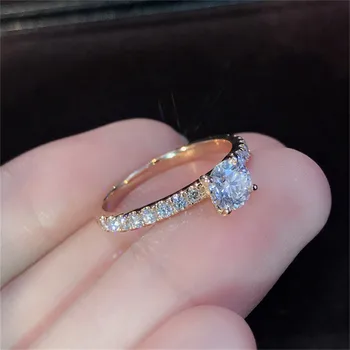 CC modne pierścionki dla kobiet cyrkonia okrągła pierścień Proste suknie ślubne moda biżuteria Bijoux Femme Drop Shipping CC2330