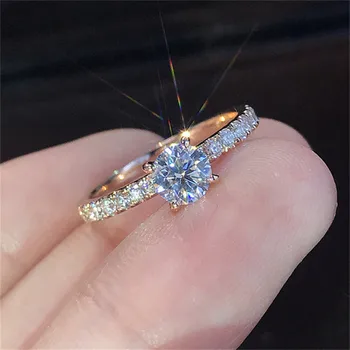 CC modne pierścionki dla kobiet cyrkonia okrągła pierścień Proste suknie ślubne moda biżuteria Bijoux Femme Drop Shipping CC2330