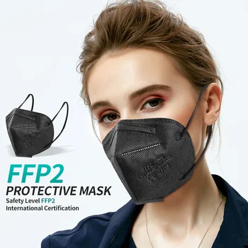 CE 2163 czarny FFP2mask ochronna maska FFP2 KN95 maska do ust 5 warstw anty-krople KN95 twarzy maski wielokrotnego użytku filtr ffp2mask