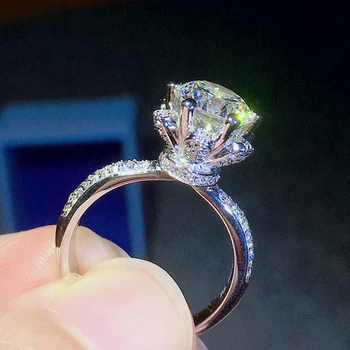 Cenny kwiat obietnica pierścień 925 srebro próby 3ct AAAAA cz para obrączki pierścionki zaręczynowe dla kobiet ślubna biżuteria oświadczenie