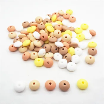 Chengkai 100szt 12*7 mm silikonowe чечевичные koraliki DIY Baby Teether brodawki manekin wyniki do żucia biżuteria robi fajne zabawki z serii