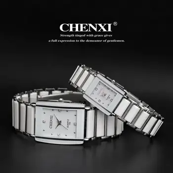 CHENXI Top Brand kwarcowy zegarek dla kobiet eleganckie czarno-białe ceramiczne zegarek dorywczo zegarek kobieta rhinestone prezent zegarek