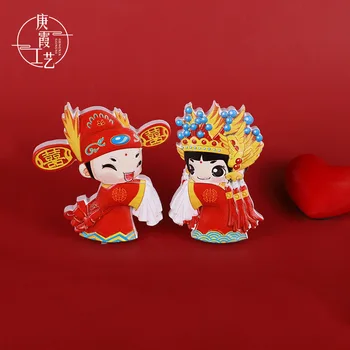 Chiński styl ładny Magnes na lodówkę wystrój Magnes pana młodego i panny młodej suknia ślubna ozdoba chiński smok taniec Lew prezent na Nowy rok