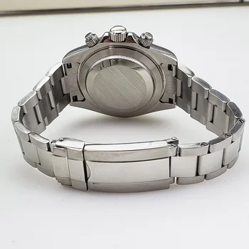 Chronograf kwarcowy zegarek 39 mm szkło szafirowe srebrny Obudowa ze stali nierdzewnej 316L bransoletka zegarek kwarcowy A9