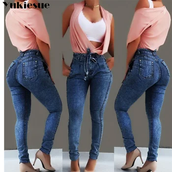 Chłopak dziura podarte dżinsy Damskie spodnie fajne vintage denim jeans dla dziewczynki Wysoka Talia casual spodnie Damskie cienkie dżinsy kobieta