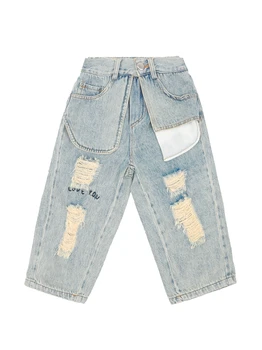 Chłopcy' duża kieszeń podarte dżinsy moda 2020 Nowa jesień koreański styl baby dorywczo spodnie, odzież Dziecięca