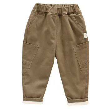 Chłopcy Spodnie-Cargo Zimowe Grube Ciepłe Dziecięce, Spodnie, Odzież Dla Chłopców Codzienne Dziecięce Spodnie Zimowe Spodnie 2-8 Lat