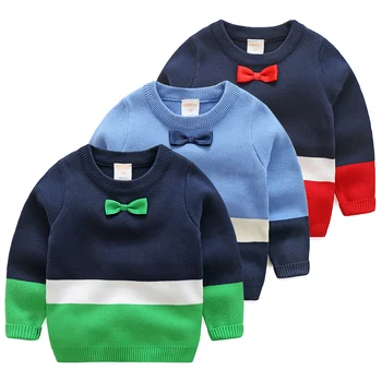 Chłopcy Swetry Jesień 2020 Ślub O-Neck Z Dzianiny Szkolny Cebulę W Paski Mixcolor Z Długim Rękawem Dla Dzieci Dzieci Chłopcy Sweter Bawełna
