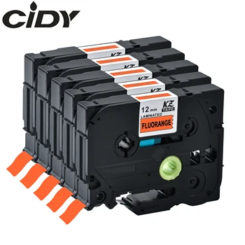 CIDY Black on Fluorescent Orange 5szt 12mm tz B31 Tze-B31 tze B31 TZ-B31 laminowane wytwórnia Taśma jest kompatybilny z Brother