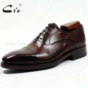 Cie custom goodyear welted handmade pure genuine calf leather męskie sukienka oxford color coffee brown shoe No.OX484