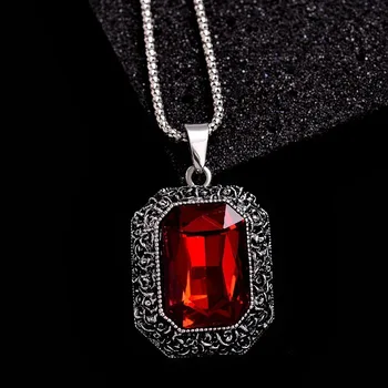 Ciemno-Różowy Czerwony Kryształ Kwadrat Prostokąt Serce Naszyjnik Moda Zakupy Partia Biżuterii Sukienka Jubileuszowe Akcesoria