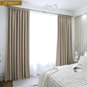 CITYINCITY jednolity gęsty zasłony do sypialni eleganckie i nowoczesne zasłony do salonu wystrój domu Darpes sztuczne bielizna indywidualne