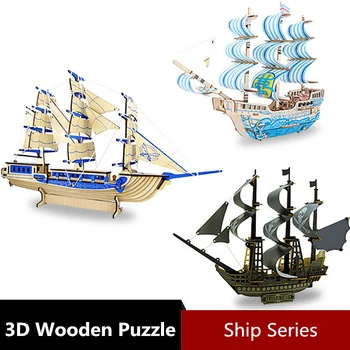 Cięcie laserowe 3D drewniane puzzle żeglarstwo statek zabawka kompilacja model rękodzieła drewniane zestawy dekoracji stołu dla dzieci Dzieci