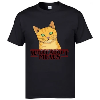 Co Mews Cat Stranger Things Koszulki Zombie Cat Czysta Bawełna Szare Męskie T-Shirty Oversize Luźna Koszulka Dla Mężczyzn 2019
