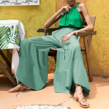 Codzienne Wysoka talia, długie spodnie Palazzo VONDA stylowe spodnie damskie jesienne spodnie 2021 damska twarda rzepa plus size