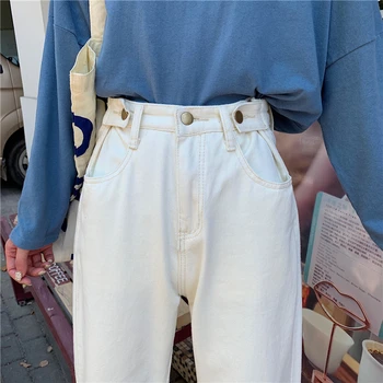 Codzienne Wysoka Talia mama dżinsy Kobieta wiosna jesień rozmiar plus przycisku jeans damskie spodnie damskie jeansowe spodnie luźne dżinsy Dżinsy mujer