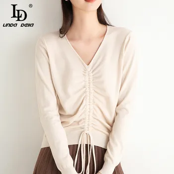 Codzienny sweterek 2020 Jesień Zima Damskie sweter V-neck minimalistyczne bluzki nowy modny koreański styl drutach stałe