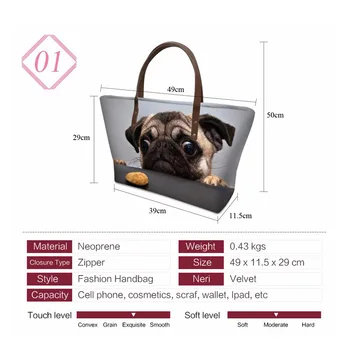 Coloranimal torba damska Torba na ramię dla kobiet damska shopper Bag zabawny zwierzę 3D pies yorkshire terrier druku Ręczna torba