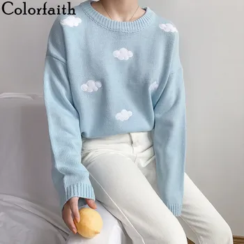 Colorfaith nowy 2021 Zima Wiosna swetry Damskie z dzianiny stylowe swetry minimalistyczny temat codziennych dzikie bluzy SW201