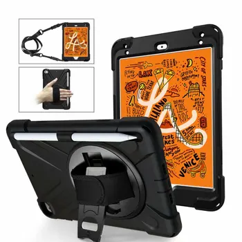 Conelz For iPad Mini 5 2019 Case odporna na wstrząsy etui z obrotową podstawką na 360 stopni ręcznie pasek pasek na ramię dla iPad Mini 5 4