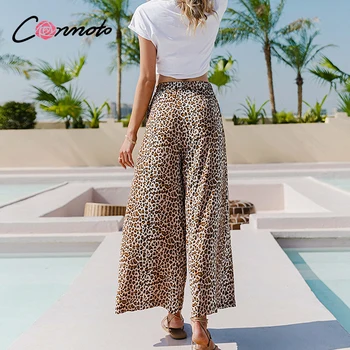 Conmoto leopard print temat skrzydła damskie spodnie letnie wysokim stanem sexy spodnie uliczna moda święto dna lady