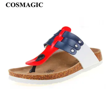 COSMAGIC Fashion Cork Flip Japonki kapcie 2021 New Women Summer Beach Patchwork Outside Mixed Color Casual Unisex Slides Shoe