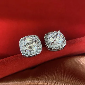 COSYA Real 925 Sterling Silver Square 7*7 mm klasyczne kolczyki musujące высокоуглеродистые diamentowe kobiety All-Match Fine Jewelry Gift