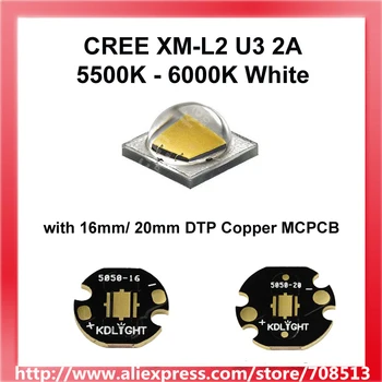 Cree XM-L2 U3 2A 5500K - 6000K biały led nadajnik może pracować z nagim led lub miedzianej płyty 16 mm / 20 mm - 1 szt.